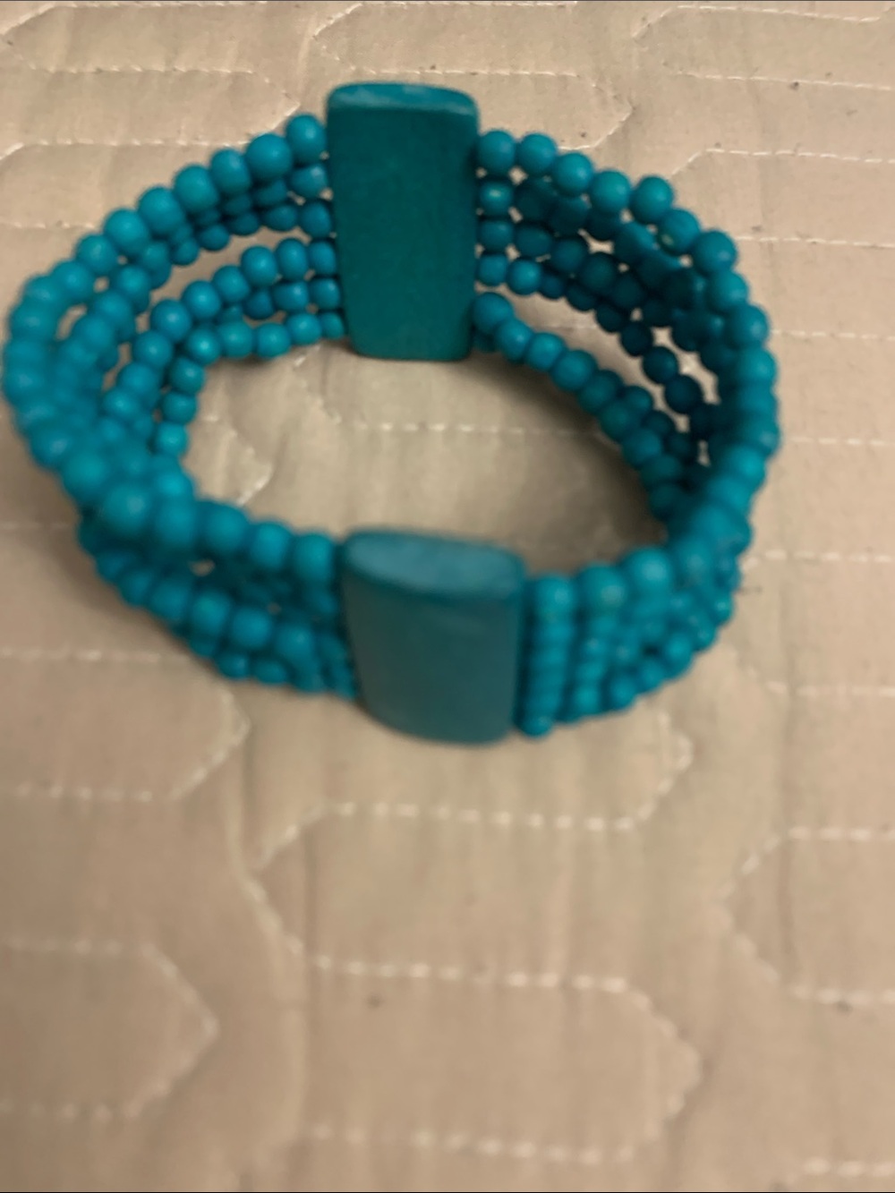 Turquoise Wooden Beaded Stretch Bracelet - Women Jewelry